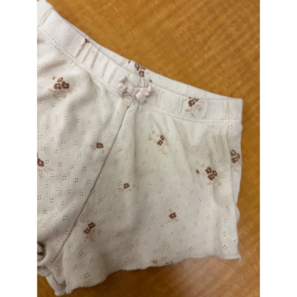 Quincy Mae Baby Floral Pointelle Knit Bloomers Shorts Cream Ivory 12-18M